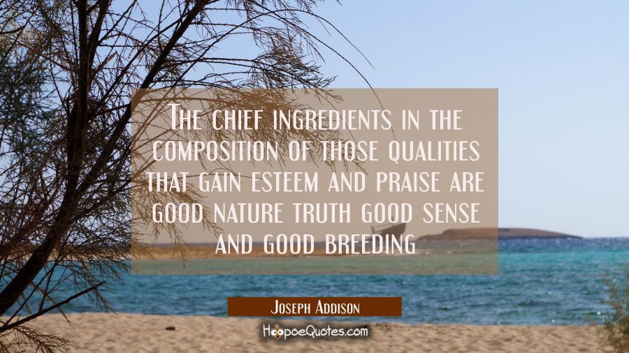 The chief ingredients in the composition of those qualities that gain esteem and praise are good na Joseph Addison Quotes