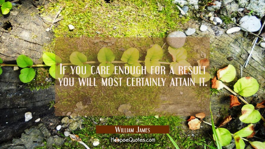 If you care enough for a result you will most certainly attain it. William James Quotes