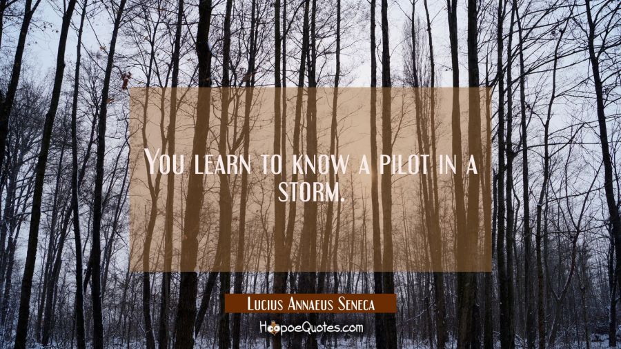 You learn to know a pilot in a storm. Lucius Annaeus Seneca Quotes