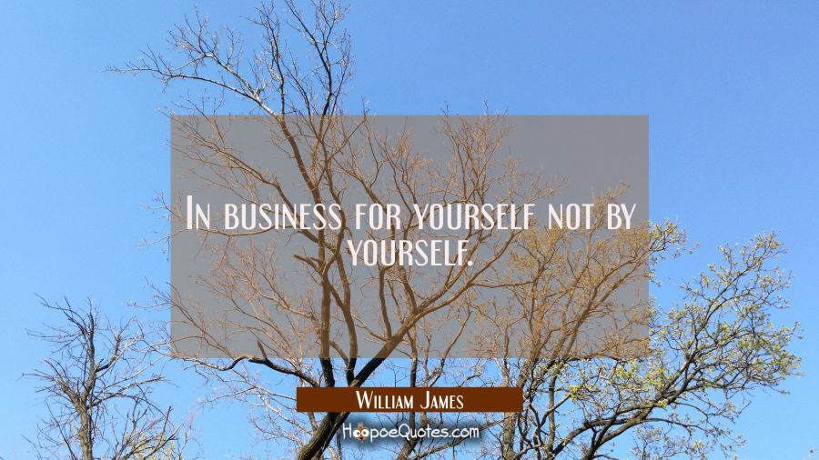 In business for yourself not by yourself. William James Quotes