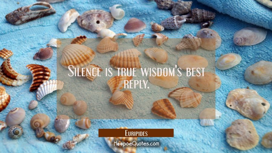 Silence is true wisdom's best reply. Euripides Quotes
