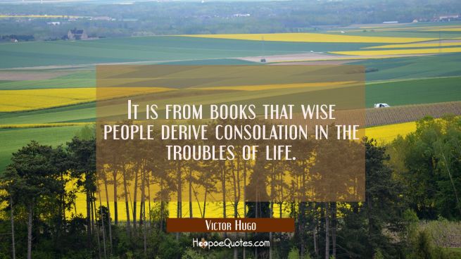 It is from books that wise people derive consolation in the troubles of life.