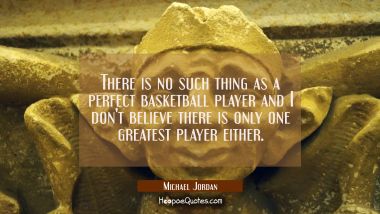 There is no such thing as a perfect basketball player and I don&#039;t believe there is only one greates
