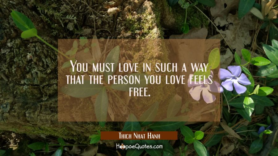 You must love in such a way that the person you love feels free. Thich Nhat Hanh Quotes