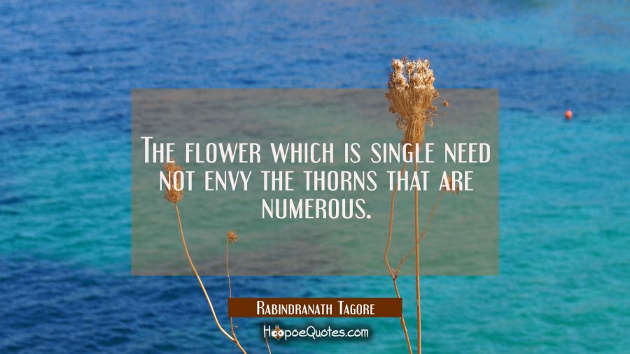 The flower which is single need not envy the thorns that are numerous. Rabindranath Tagore Quotes