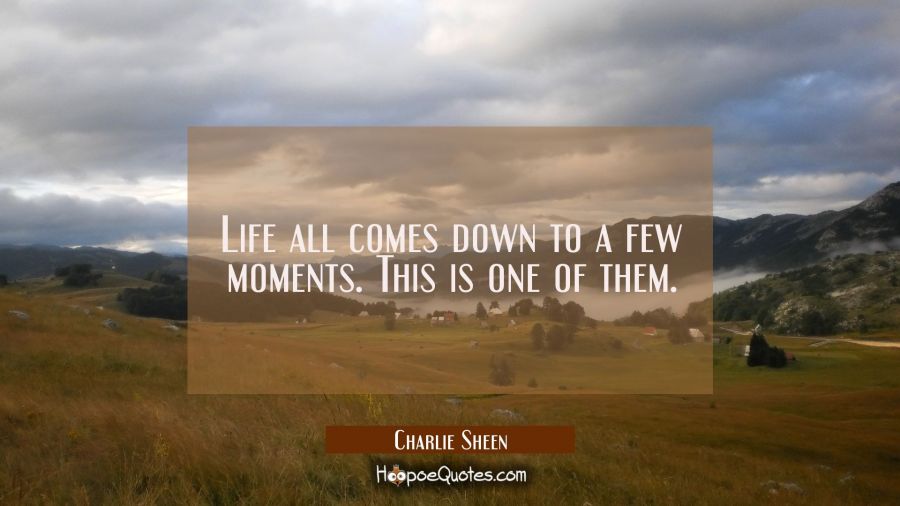 Life all comes down to a few moments. This is one of them. Charlie Sheen Quotes
