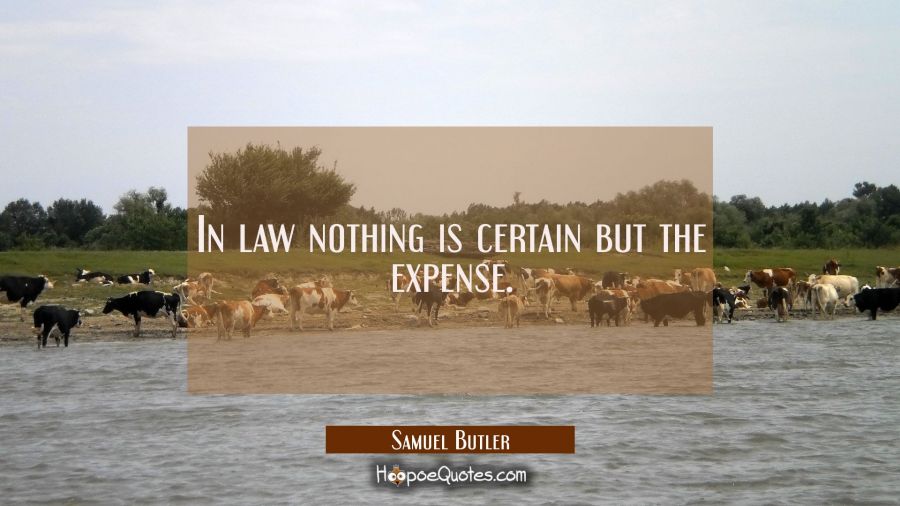 In law nothing is certain but the expense. Samuel Butler Quotes