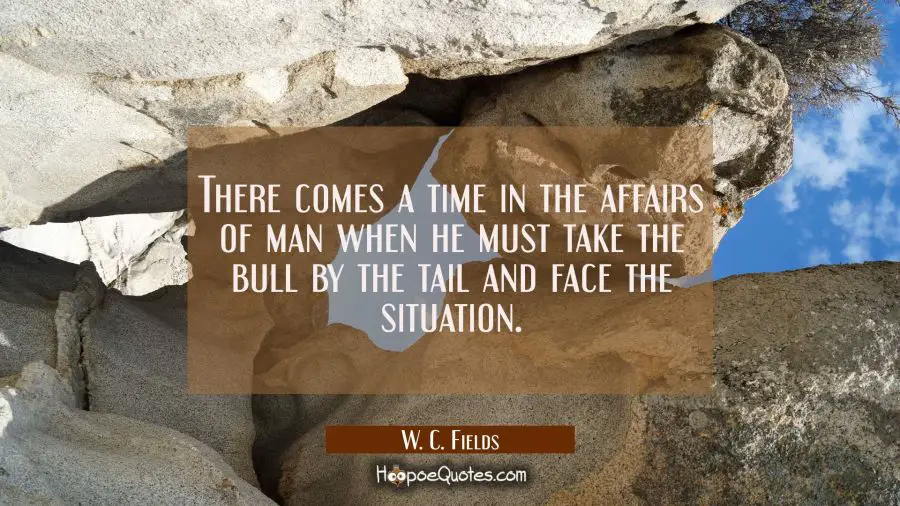 There comes a time in the affairs of man when he must take the bull by the tail and face the situat W. C. Fields Quotes