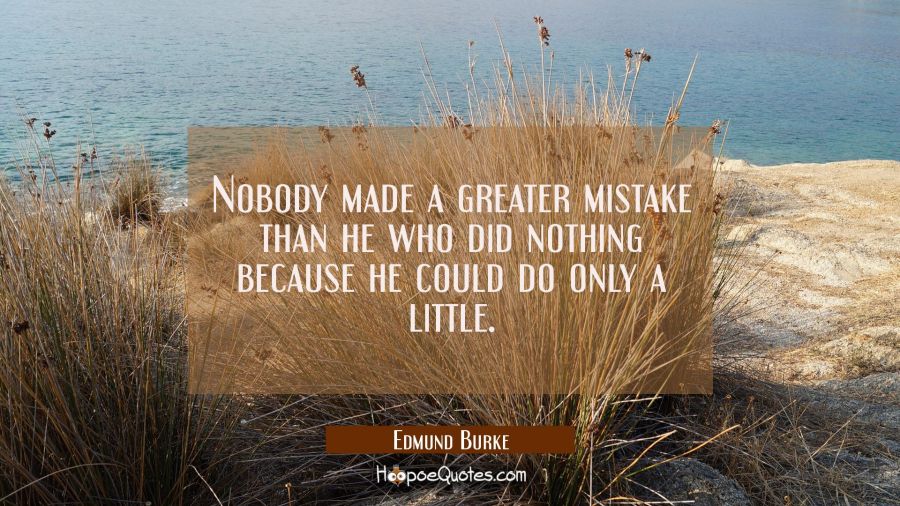 Nobody made a greater mistake than he who did nothing because he could do only a little. Edmund Burke Quotes