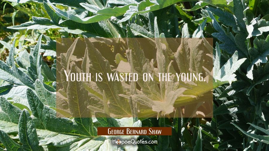 Youth is wasted on the young. George Bernard Shaw Quotes
