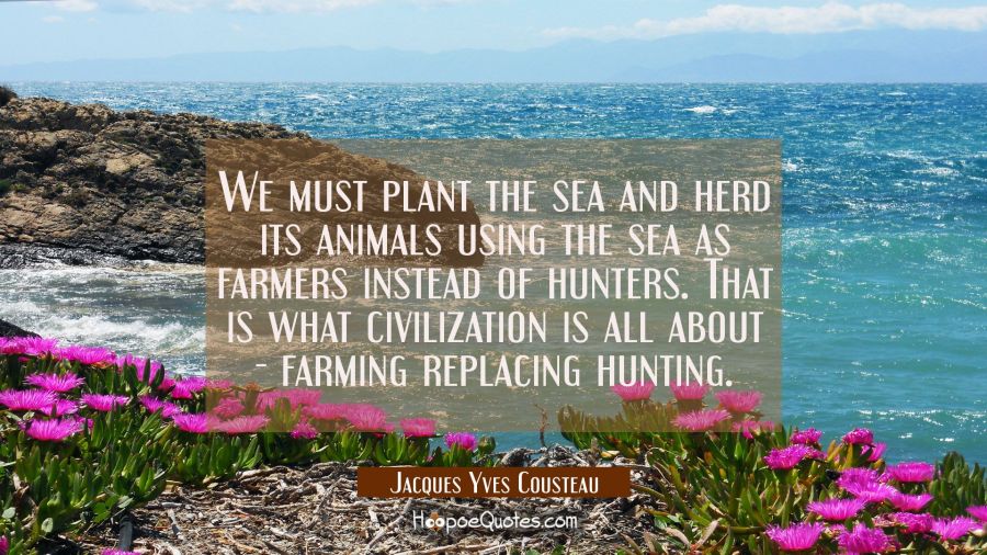 We must plant the sea and herd its animals using the sea as farmers instead of hunters. That is wha Jacques Yves Cousteau Quotes