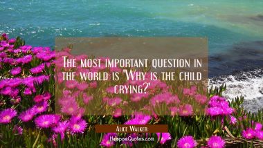 The most important question in the world is &#039;Why is the child crying?&#039;