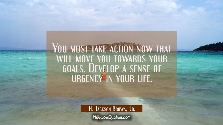 You must take action now that will move you towards your goals. Develop a sense of urgency in your  H. Jackson Brown, Jr. Quotes