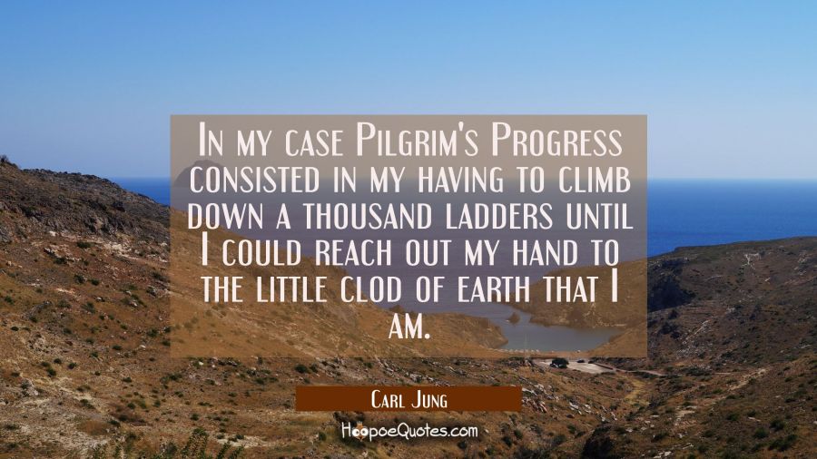 In my case Pilgrim's Progress consisted in my having to climb down a thousand ladders until I could Carl Jung Quotes