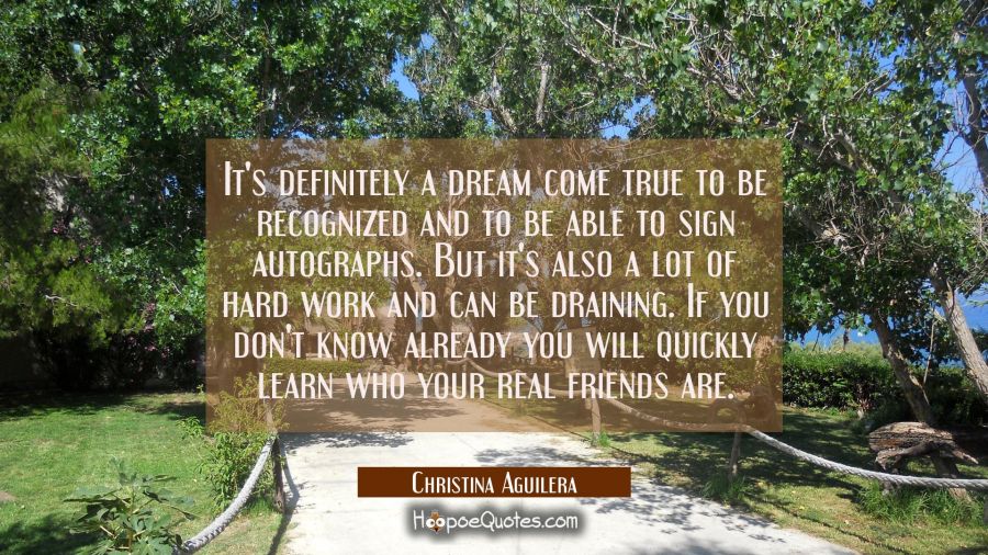 It's definitely a dream come true to be recognized and to be able to sign autographs. But it's also Christina Aguilera Quotes