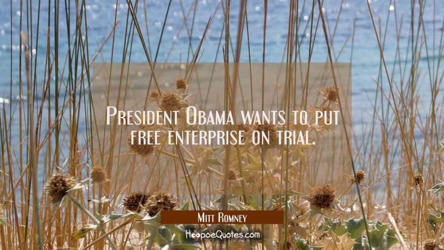 President Obama wants to put free enterprise on trial. Mitt Romney Quotes