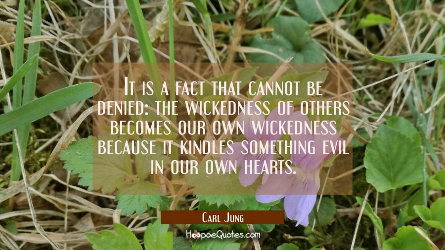 It is a fact that cannot be denied: the wickedness of others becomes our own wickedness because it  Carl Jung Quotes