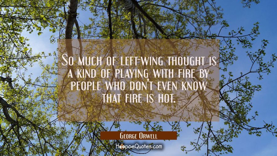 So much of left-wing thought is a kind of playing with fire by people who don't even know that fire George Orwell Quotes