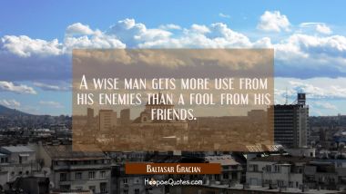 A wise man gets more use from his enemies than a fool from his friends. Baltasar Gracian Quotes