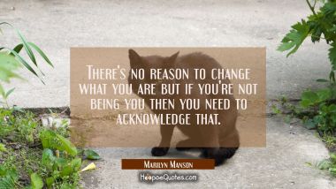 There&#039;s no reason to change what you are but if you&#039;re not being you then you need to acknowledge t