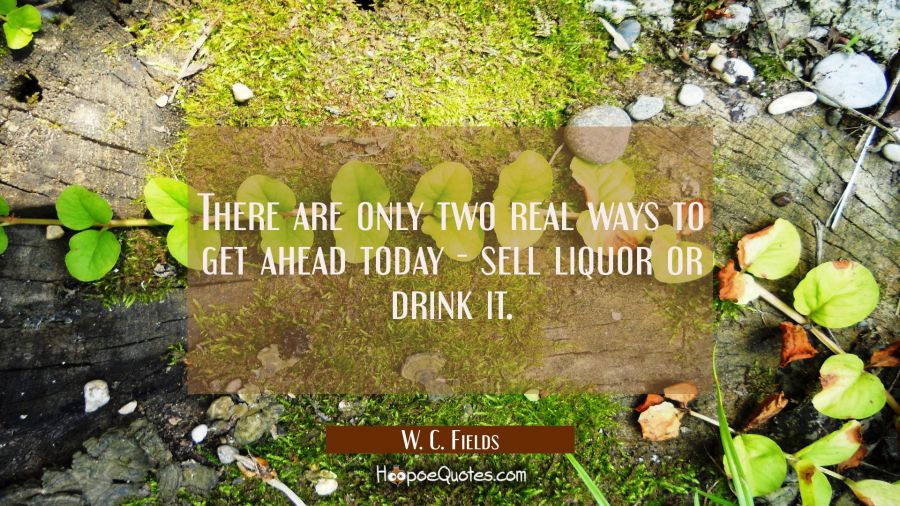 There are only two real ways to get ahead today - sell liquor or drink it. W. C. Fields Quotes