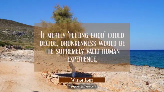 If merely 'feeling good' could decide drunkenness would be the supremely valid human experience.