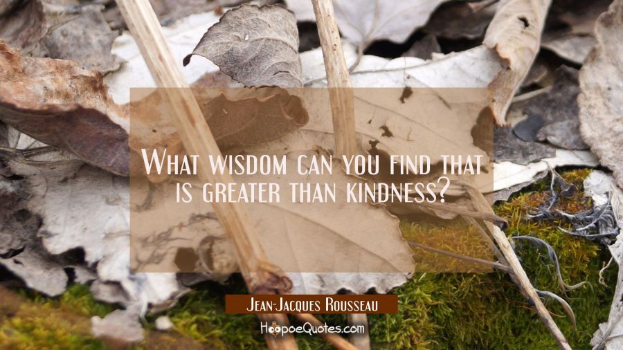What wisdom can you find that is greater than kindness? Jean-Jacques Rousseau Quotes