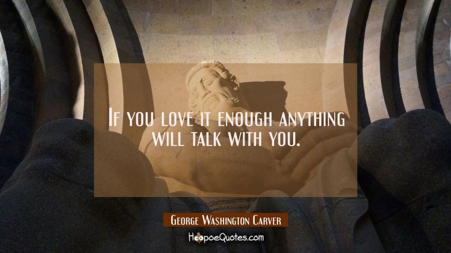 If you love it enough anything will talk with you. George Washington Carver Quotes