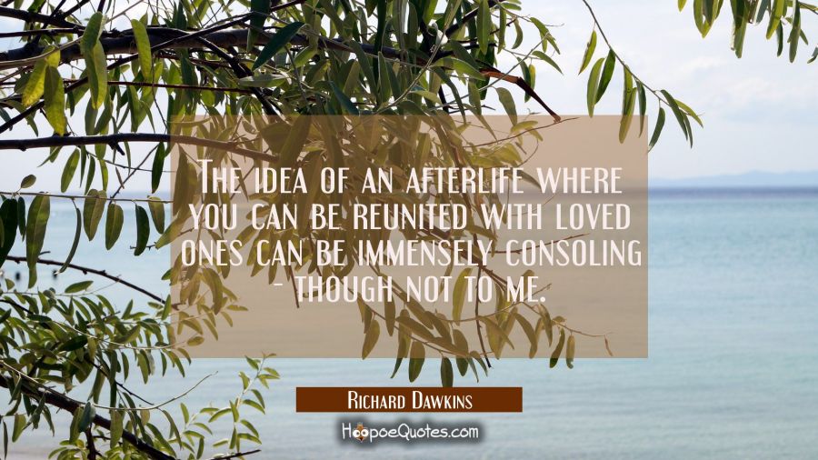 The idea of an afterlife where you can be reunited with loved ones can be immensely consoling - tho Richard Dawkins Quotes