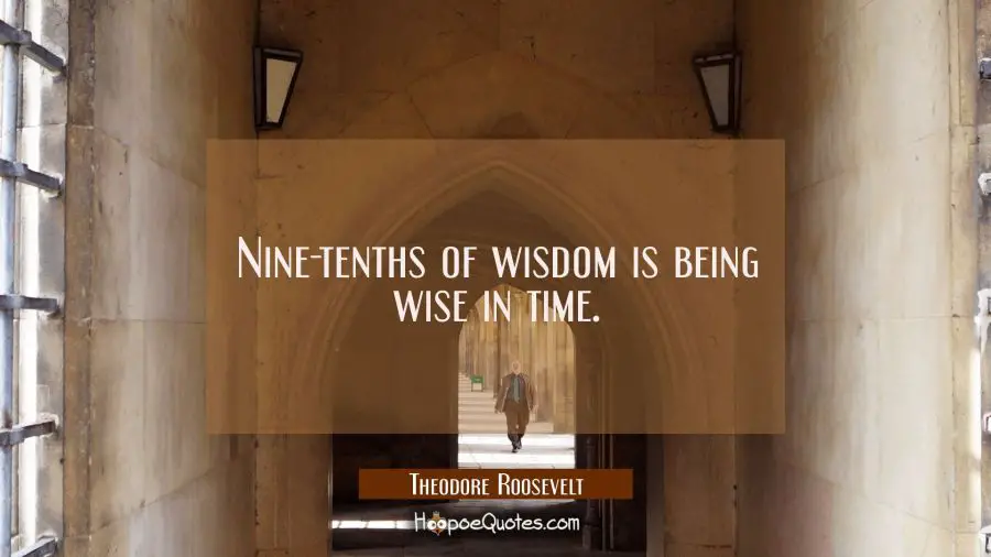 Nine-tenths of wisdom is being wise in time. Theodore Roosevelt Quotes