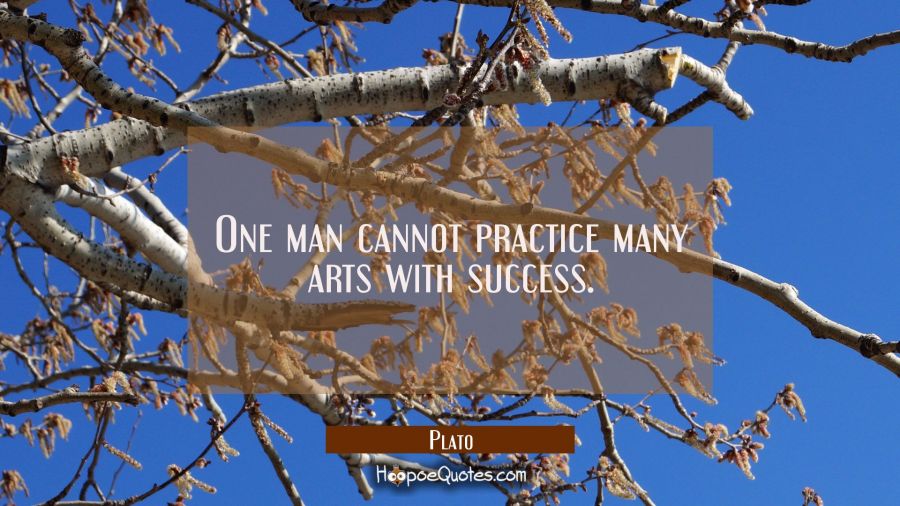 One man cannot practice many arts with success. Plato Quotes