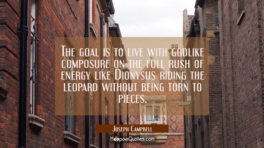 The goal is to live with godlike composure on the full rush of energy like Dionysus riding the leop Joseph Campbell Quotes