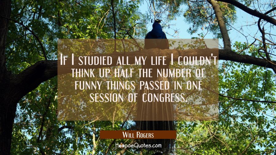 If I studied all my life I couldn't think up half the number of funny things passed in one session  Will Rogers Quotes